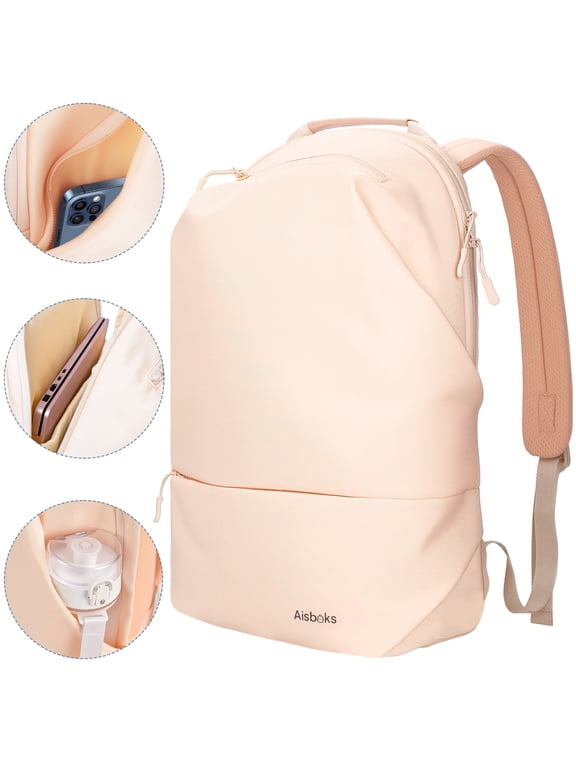 13-16Inch Laptop Backpack for Women,Lightweight 15.6'' Travel Laptop Backpack,Fashion Durable Water-Resistant Laptop Bag,Carry On Anti-Theft Backpack,Blush Beige Pink