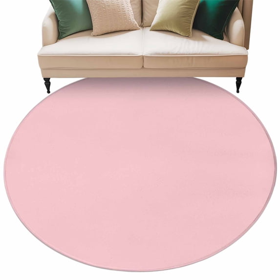 Pink Large Area Rugs for Bedroom Living Room, Soft Non Slip Carpet Bedside Rug, Farmhouse Pink Decor Round Floor Cover Kitchen Accent Rug 7' for Dining Room/Office