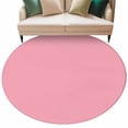 thumbnail image 1 of Pink Large Area Rugs for Bedroom Living Room, Soft Non Slip Carpet Bedside Rug, Pure Pink Round Floor Cover Kitchen Accent Rug 5' for Dining Room/Office, 1 of 9