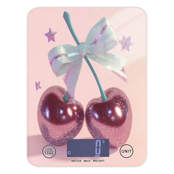 Pink Large Cherries Food Scale Digital Kitchen Scale Waterproof Grams Ounces lbs for For Baking and Cooking
