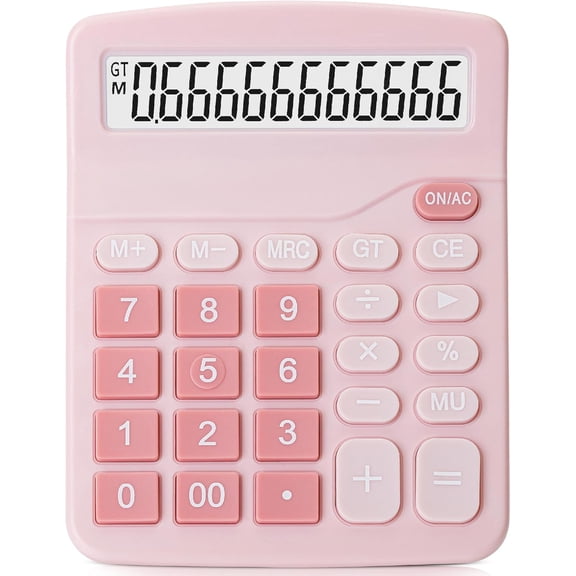Pink Large Display Desktop Calculator