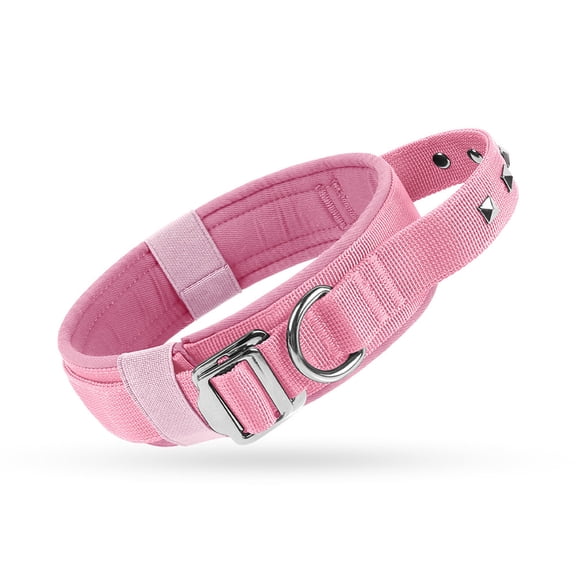 Pink Large Dog Collar and Leash Set Adjustable Strong Pet Collar for Big Dogs 15-23 Inch Walking Training Gear for Dog B Size:M