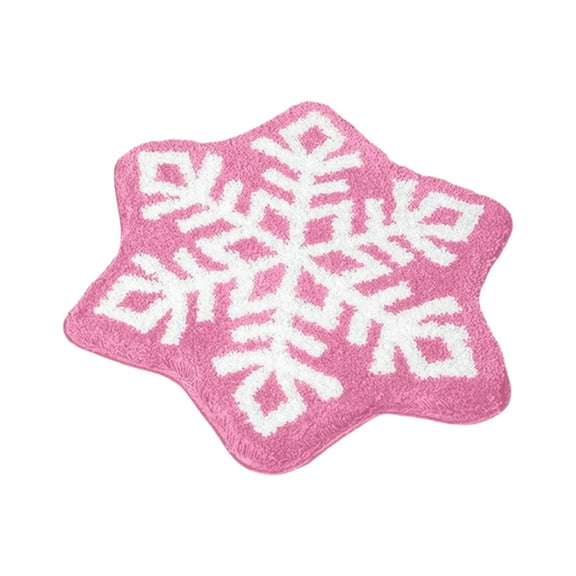 Pink Large Hexagon Snowflake Design Carpet And Seat Pad, 60X60Cm, Soft And Comfortable For Floor Sitting, Holiday Themed Home And Party Decor