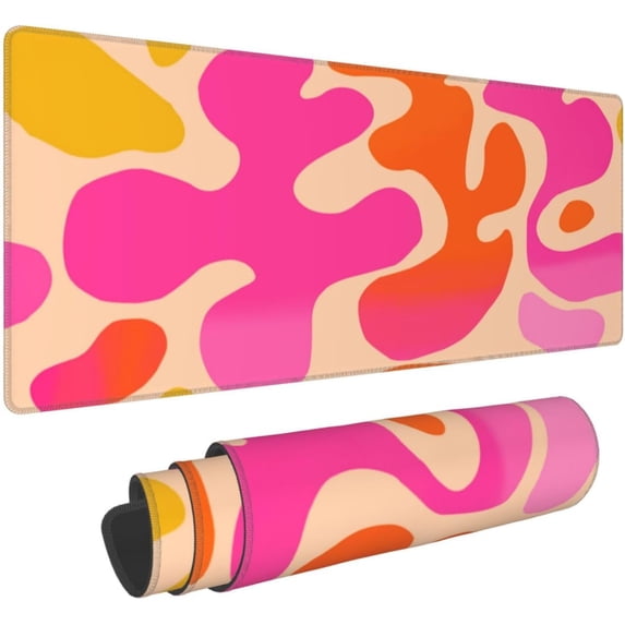 Pink Large Mouse Pad 35.4 x 15.8 Inch Modern Abstract Extended Gaming Mousepad Desk Mat for Desktop Desk Accessories for Women Non-Slip Desk Pad Keyboard Pad for Home Office Work Game Decor