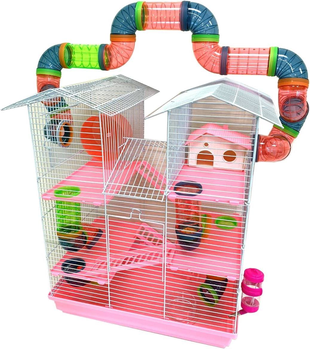 Pink Large Twin Tower Habitat Hamster Home Rodent Gerbil Mouse Mice Rat ...