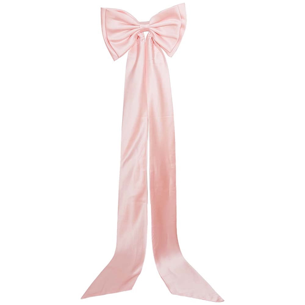 Pink Large Wedding Pew Bows with Long Tails Long Black Satin