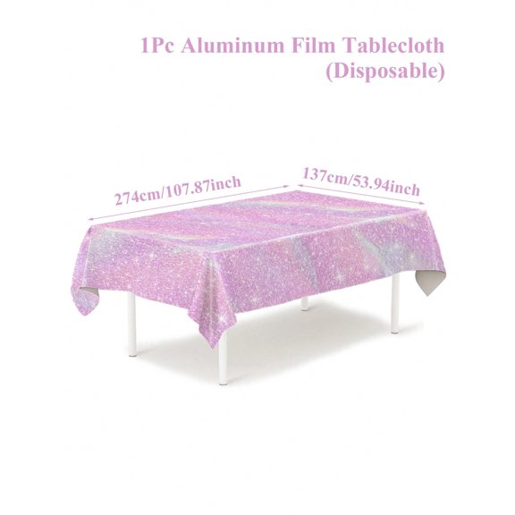 Pink Laser Disposable Tablecloth, 137 x 274 cm Shiny Rainbow Foil Table Cover for Birthday, Wedding, Baby Shower & Holiday Party Decorations