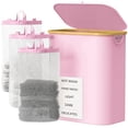 thumbnail image 1 of Pink Laundry Hamper With Lid, 160L Large Capacity With Removable Bags And Washable Bags, 5 Labels For Clothes Sorting, Laundry Basket For Bedroom, Laundry Room, Small Apartment Laundry Sorter, 1 of 6