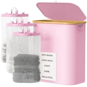 Pink Laundry Hamper With Lid, 160L Large Capacity With Removable Bags And Washable Bags, 5 Labels For Clothes Sorting, L