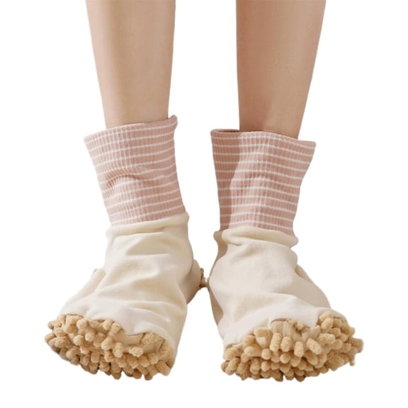 Pink Lazy Floor Mop Socks for Home Cleaning - Absorbent Microfiber Duster Slippers for Hardwood & Tile Floors