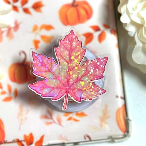 Pink Leaf Holographic Grip  Magical MagSafe Phone & Tablet Stand Accessory