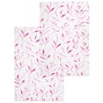 thumbnail image 1 of Pink Leaf Kitchen Dish Towels for Drying Dishes Set of 2, Modern Botanical Foliage Plant Country Flower Waffle Weave Microfiber Hand Tea Bathroom Towels Quick Dry & Absorbent Towel 15.7x23.6, 1 of 7
