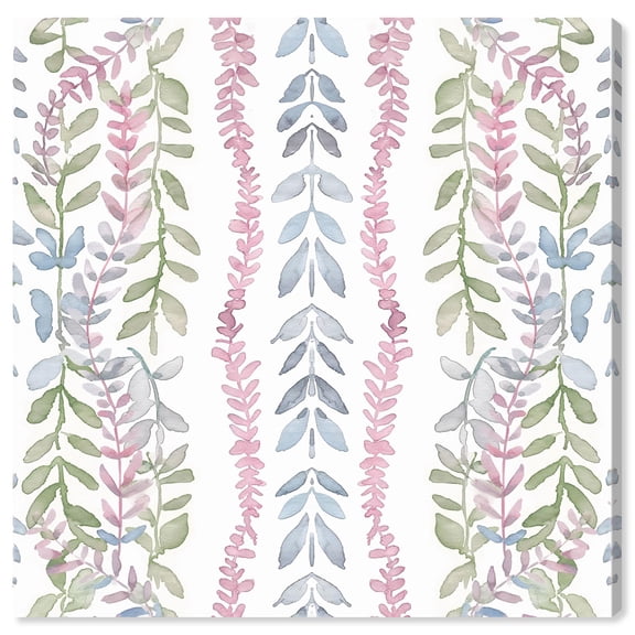 Pink Leaf Serenade Canvas Folk Art Prints by Art Remedy, Gallery Wrapped, 12" x 12"