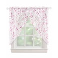 thumbnail image 1 of Pink Leaf Swag Valances for Windows, Modern Botanical Foliage Plant Country Flower Rod Pocket Sheer Valances for Large Windows, Swag Toppers Light Filtering for Kitchen Living Room 2 Panels 36''x63'', 1 of 6