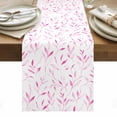 thumbnail image 1 of Pink Leaf Table Runner - 60 Inch Long, Kitchen Dining Table Runner Dresser Scarves, Modern Botanical Foliage Plant Country Flower Farmhouse Decor for Coffee Tables Wedding Party Banquet, 1 of 8