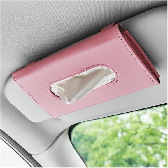 Pink Leather Car Tissue Holder, Universal Sun Visor & Backseat Hanging Napkin Mask Dispenser, Auto Interior Accessory