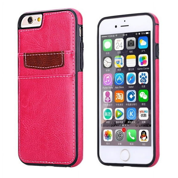 Pink Leather Phone Case Luxury Wallet Cover Card ID Slots Protective Skin B8P for iPhone 6 6S
