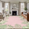 thumbnail image 1 of Pink Leaves Area Rug 5x7 Washable Rug Non Slip Green Summer Botanical Pastoral Large Area Rug Soft Stainresistant Indoor Floor Carpet for Living Room Bedroom Home Office Dining Room Nursery, 1 of 8
