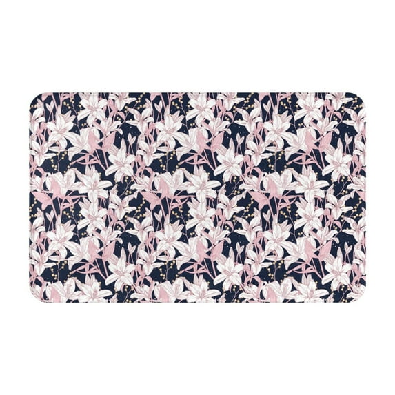 Pink Leaves Lilies Flowers Door Mat for Indoor, Welcome Door Mats Front Entrance Rug, Non-Slip Bathroom kitchen Rugs for Inside Floor, Small Rug Dog Door Mat 20X31.5 Inch
