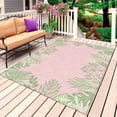 thumbnail image 1 of Pink Leaves Outdoor Rug 6x9 Ft, Non Slip Washable Area Rug, Green Summer Botanical Pastoral Patio Rugs Carpet Runner, Large Floor Mat for Indoor/Outdoor Deck Porch Camping, 1 of 8