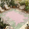 thumbnail image 1 of Pink Leaves Outdoor Rug for Patio/Deck/Porch, Non-Slip Large Area Rug 5 x 7 Ft, Green Summer Botanical Pastoral Indoor Outdoor Rugs Washable Area Rugs, Reversible Camping Rug Carpet Runner, 1 of 8