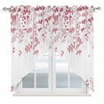 thumbnail image 1 of Pink Leaves Swag Valances for Windows, Kitchen Curtains 36 Inch Length 2 Panels Set, Summer Botanical Short Curtains for Small Windows Rod Pocket Cafe Curtains Drapes 28"x36", 1 of 8