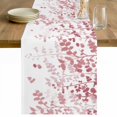 thumbnail image 1 of Pink Leaves Table Runner - 108 Inch Long Summer Botanical Cotton and Linen Blended Dress Scarves Farmhouse Table Runner for Kitchen Dining, Coffee Table, 13" x 108", 1 of 8