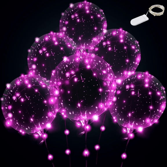 Pink Led Light Up Balloons Clear Bobo Balloons with Lights , Weddings, Banquets, Valentine's Day, Anniversary, House Party, Family Reunion, Birthday and Event Centerpieces