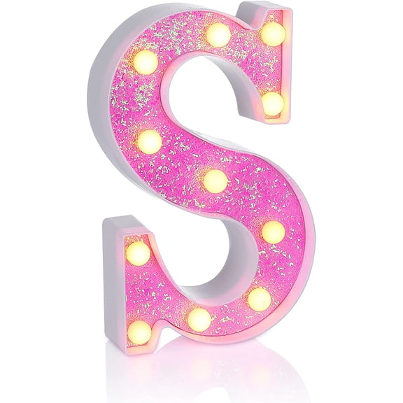Pink Led Marquee Letters, Light Up Letters,Battery Powered Lighted Sign for Table, Party, Birthday, Christmas Decor/S