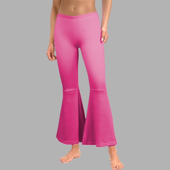 Pink Leggings for Women Ladies Solid Color High Waist Slim Fit Casual Flared Pants Trousers Woman Pants Clearance