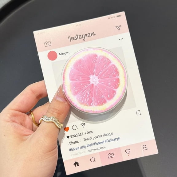 Pink Lemon Summer Phone Grip, Aesthetic Lemonade MagSafe Holder, Cute Fruit Slice Griptok, Unique Summer Gift for Her & Hardcore Readers