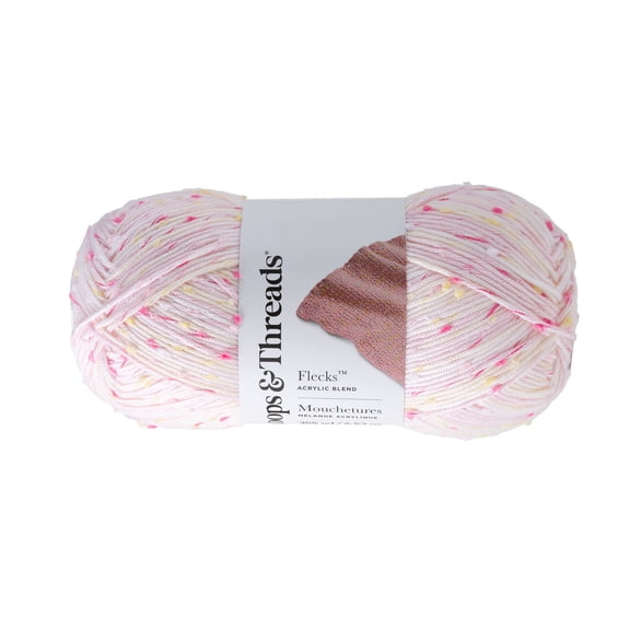 Loops & Threads Pink Lemonade Flecks Yarn - Medium Weight Yarn for Knitting, Crochet, Weaving, Arts & Crafts, 18 Pack