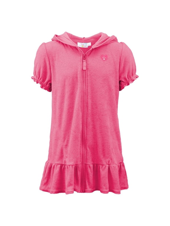 Girls' Hooded Zip-Up Swim Beach Terry Swimsuit Cover Up (2T-16)