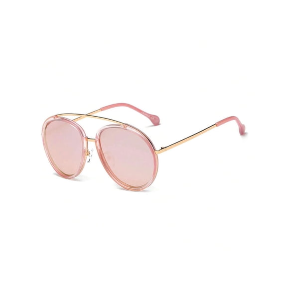 Pink Lens Gold Metal Frame Sunglasses - UV Protection Cute Daily & Party Eyewear