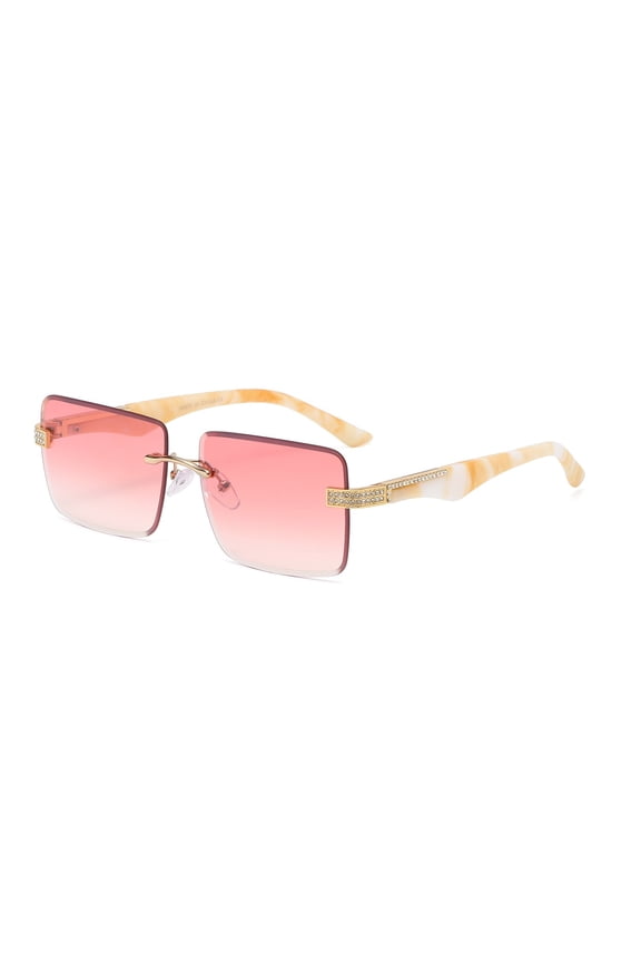 Pink Lens Hip Hop Sunglasses UV400 Protection Men Women Diamond