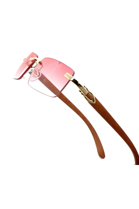 Pink Lens Sunglasses Woody Arms Hip Hop Model