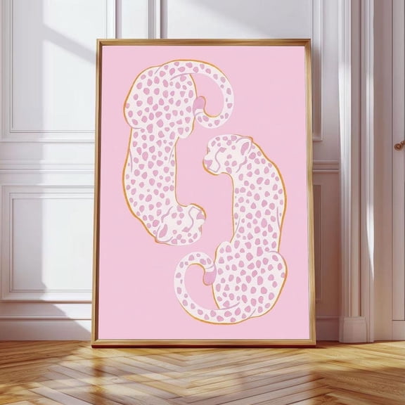 Pink Leopard Art Print Poster, Modern Minimal Animal Poster, Preppy Chic Pink Wall Decor LI-T10-211, Size 8x12 UNFFRAMED F03.1.6l1293
