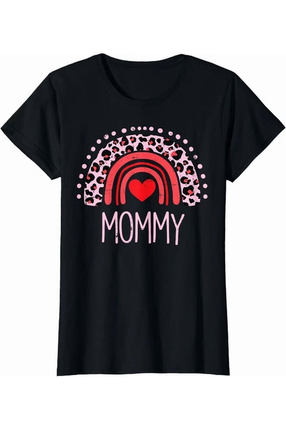 Pink Leopard Boho Rainbow Mommy Quote Mothers Day T-Shirt