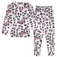 thumbnail image 1 of Pink Leopard Butterfly Pattern Cotton Pajamas 2 Piece Set Sleepwear Soft and Comfortable Homewear Nightwear, 1 of 7