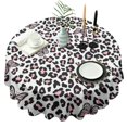 thumbnail image 1 of Pink Leopard Butterfly Pattern Round Tablecloth 60"x60",Wrinkle Wipeable Table Cloth for Kitchen Dining Room Picnic Patio Party, 1 of 6
