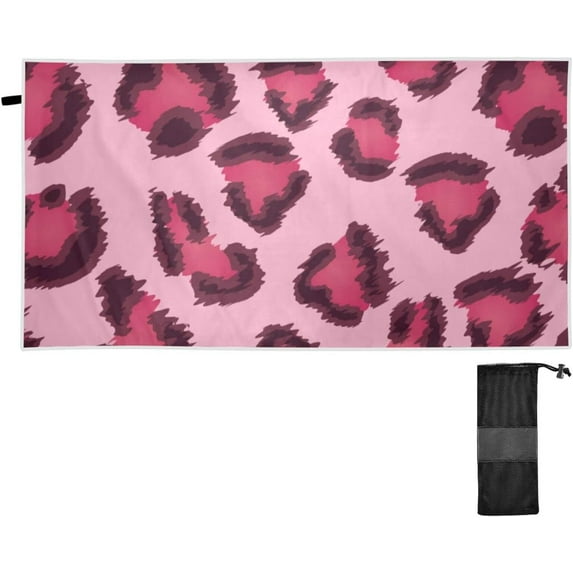 Pink Leopard Cheetah Beach Towel 30" x 60", Quick Dry Bath Towel Super Absorbent Lightweight Travel Towel for Beach Yoga Swim Sport Camping Holiday
