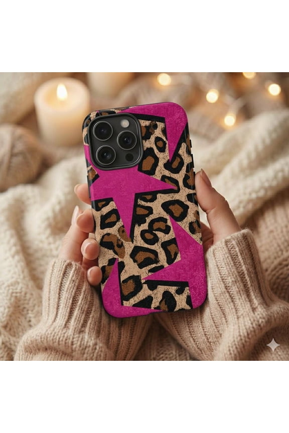 Pink Leopard Initial Monogram Case - Luxury Personalized Name Gift Compatible with iPhone 17, 16, 15, 14 Pro Max MagSafe Cover
