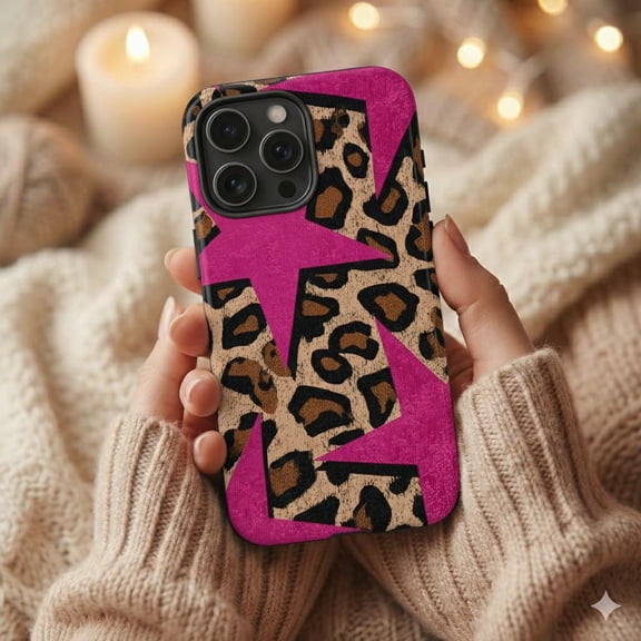Pink Leopard Initial Monogram Case - Luxury Personalized Name Gift Compatible with iPhone 17, 16, 15, 14 Pro Max MagSafe Cover