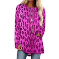 thumbnail image 1 of Pink Leopard Lotus Leaf Neck T-Shirt Long Sleeve T-Shirts For Women Spring And Autumn Tee Leopard Skin Pink Mareedem1 Cover, 1 of 3