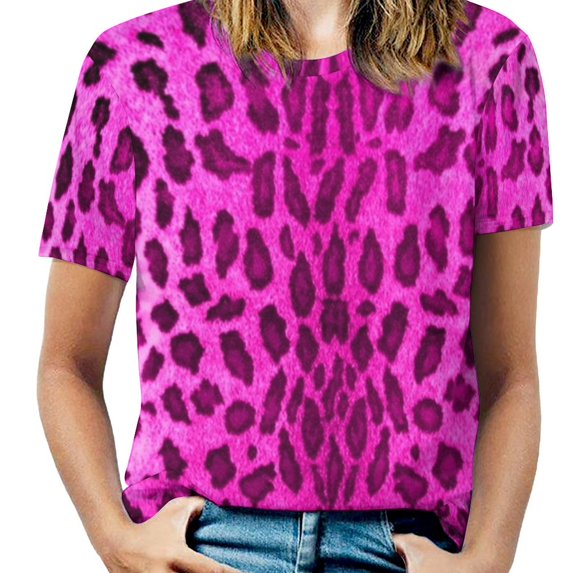 Pink Leopard Lotus Leaf Neck T-Shirt Long Sleeve T-Shirts For Women Spring And Autumn Tee Leopard Skin Pink Mareedem1 Cover