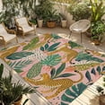 thumbnail image 1 of Pink Leopard Outdoor Rug for Patio/Deck/Porch, Non-Slip Large Area Rug 5 x 7 Ft, Summer Botanical Tropical Leaves Indoor Outdoor Rugs Washable Area Rugs, Reversible Camping Rug Carpet Runner, 1 of 8