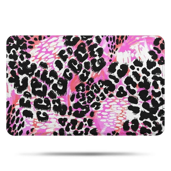 Pink Leopard Pattern Bathroom Rugs Mat,Non Slip Microfiber Bathroom Rug,Rubber Backing,Soft Bathroom Mats for Bathroom Floor,Tub and Shower,17x27in(43x68cm)
