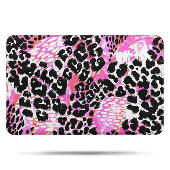 Pink Leopard Pattern Bathroom Rugs Mat,Non Slip Microfiber Bathroom Rug,Rubber Backing,Soft Bathroom Mats for Bathroom Floor,Tub and Shower,17x27in(43x68cm)