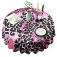 thumbnail image 1 of Pink Leopard Pattern Round Tablecloth 60"x60",Wrinkle Wipeable Table Cloth for Kitchen Dining Room Picnic Patio Party, 1 of 6