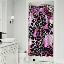 Pink Leopard Pattern Shower Curtain 36"x72" ,Bathroom Decorative Shower Curtains Set with 12 Hooks,Modern Waterproof Washable Shower Curtain